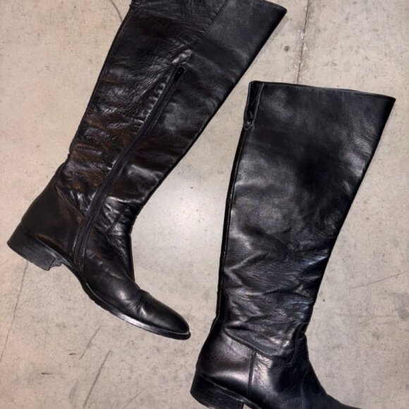 Vintage Davos Gomma Genuine Black Italian Leather Riding Boots Sz 39 - Picture 4 of 8